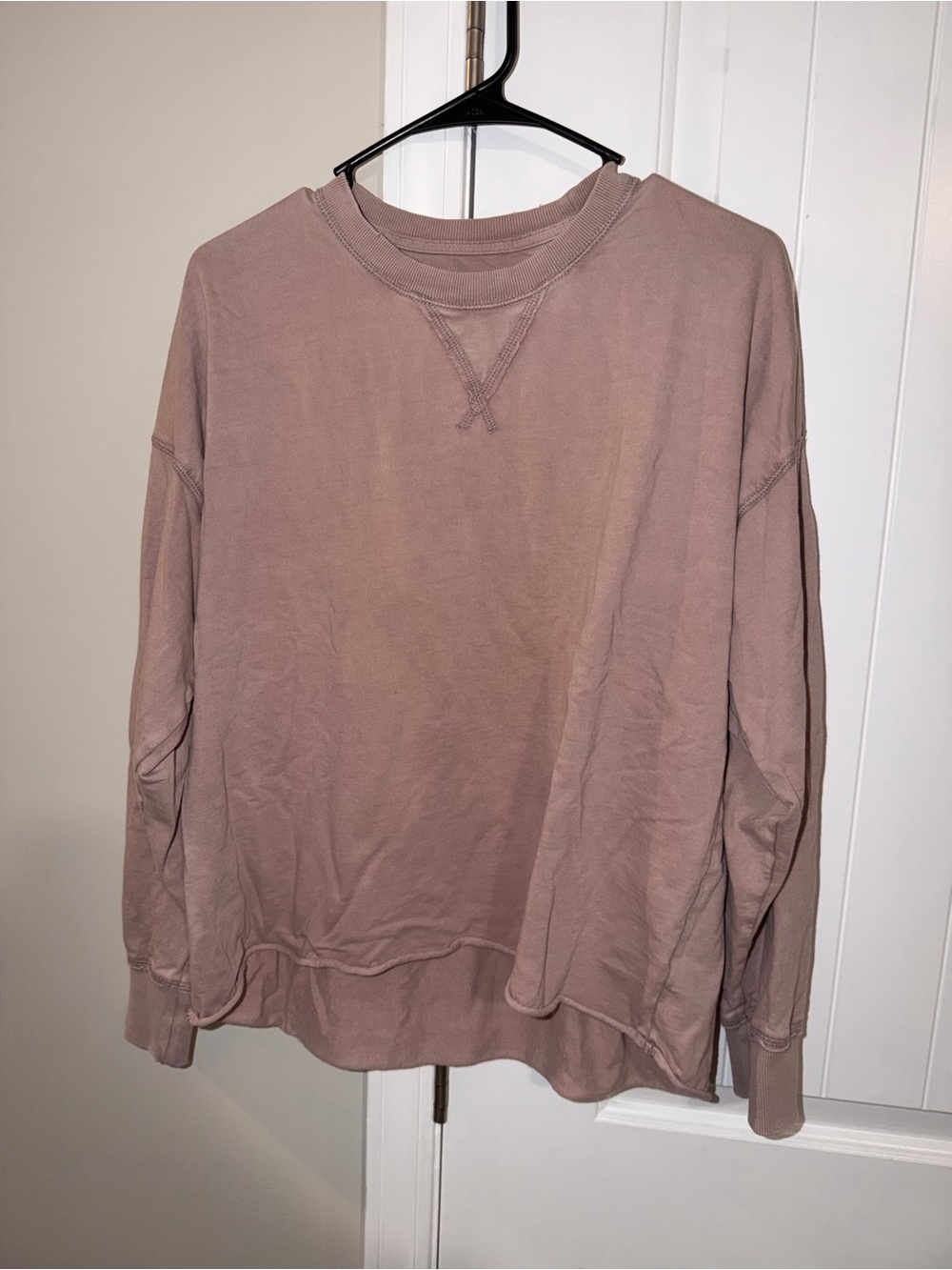 Aerie Oversized Mauve Pink Raw Hem Crewneck Sweatshirt S